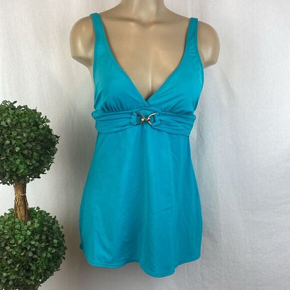 Michael Kors Blue 1 Piece Tankini Swim Bathing Suit 8 - Picture 1 of 6